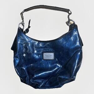 Simply Vera Vera Wang Vintage Blue Shoulder Bag Patent Chain Leather Purse